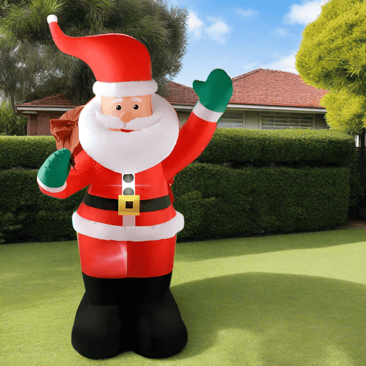Waving Santa with Present Sack and LED Lights Inflatable - 180cm