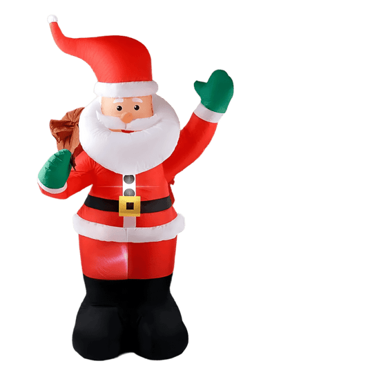 Waving Santa with Present Sack and LED Lights Inflatable - 180cm