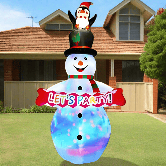 Let’s Party Snowman and Penguin Inflatable - 240cm