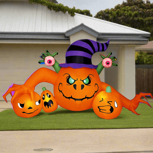 Monster Pumpkin with Witch Hat Inflatable - 240cm