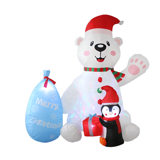 Polar Bear and Penguin with Lantern Inflatable - 210cm