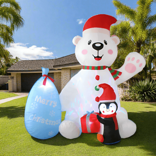 Polar Bear and Penguin with Lantern Inflatable - 210cm