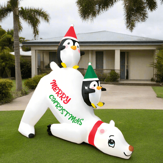 Polar Bear with Penguins Inflatable - 180cm