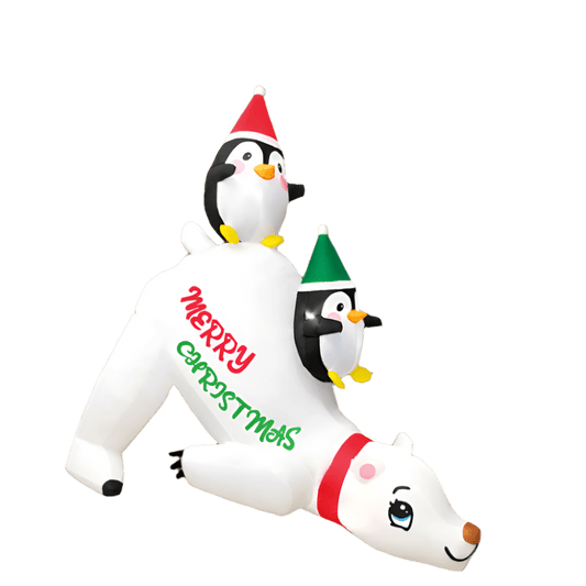 Polar Bear with Penguins Inflatable - 180cm