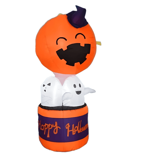 Pumpkin Balloon with Witch Hat and Ghost Passengers - 180cm