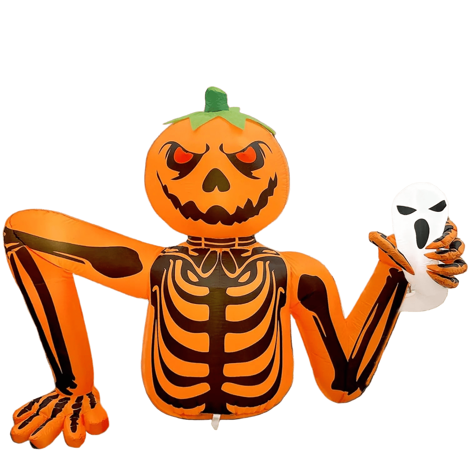 Pumpkin Skeleton with Ghost Mask Inflatable - 150cm