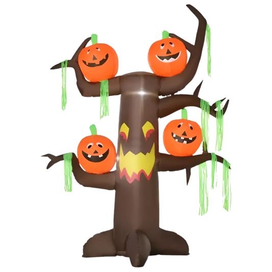 Pumpkin Tree with Glowing Ghost Faces - 240cm