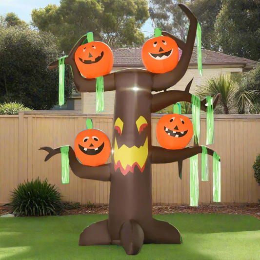 Pumpkin Tree with Glowing Ghost Faces - 240cm