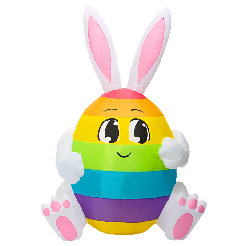 Rainbow Easter Bunny Egg Inflatable - 150cm
