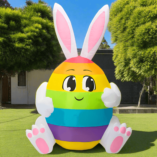 Rainbow Easter Bunny Egg Inflatable - 150cm