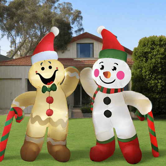 Reversible Gingerbread Man and Snowman Inflatable - 180cm