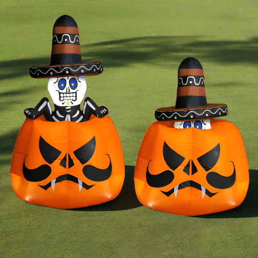 Rising and Falling Skeleton in Pumpkin - 210cm