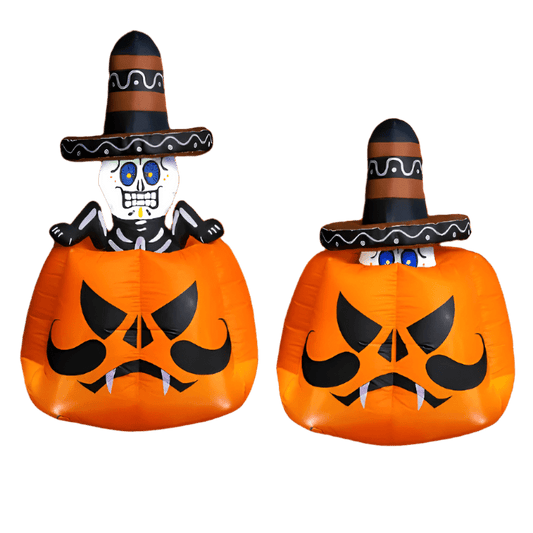 Rising and Falling Skeleton in Pumpkin - 210cm
