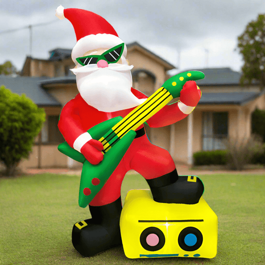 Rock Star Santa with Electric Guitar Inflatable - 180cm