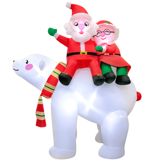 Santa and Mrs Claus Riding Polar Bear Inflatable - 180cm