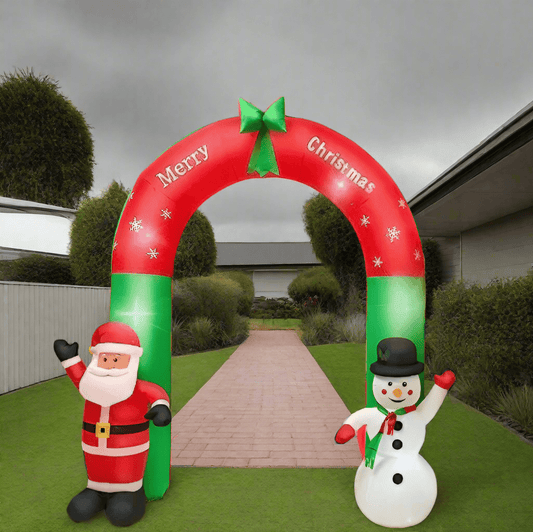 Santa and Snowman with Merry Christmas Archway Inflatable - 240cm