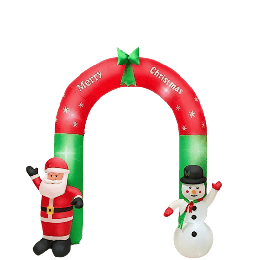 Santa and Snowman with Merry Christmas Archway Inflatable - 240cm