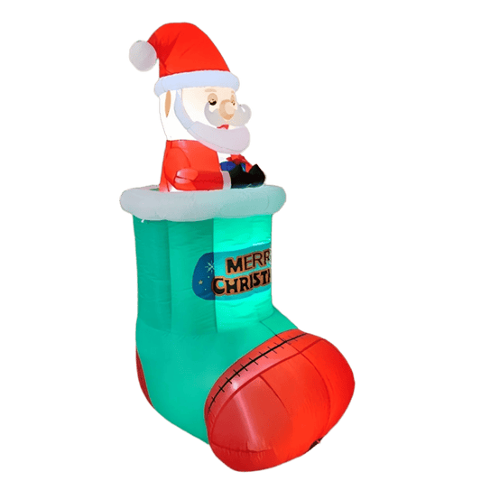 Santa Claus Sitting in Christmas Stockings Inflatable - 160cm