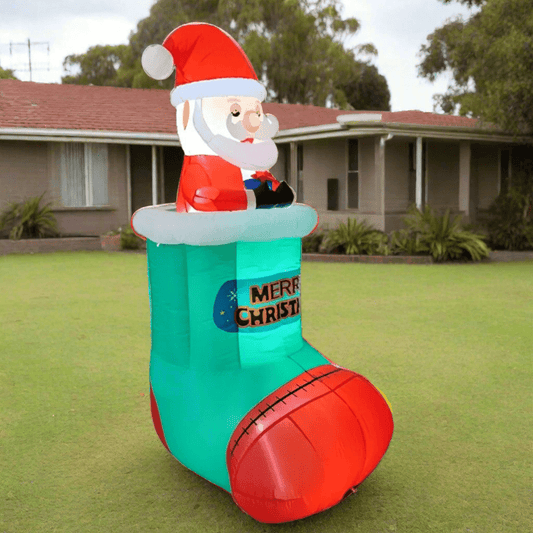 Santa Claus Sitting in Christmas Stockings Inflatable - 160cm