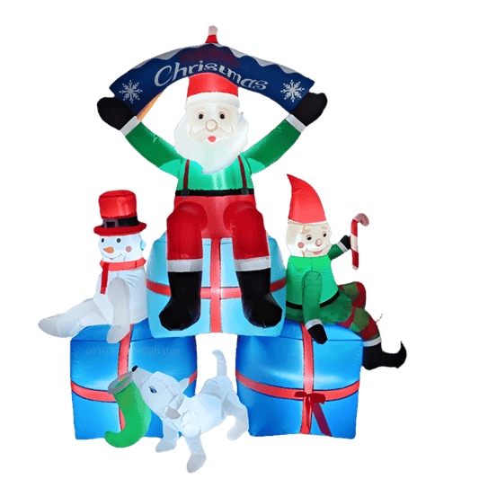 Santa, Elf, Snowman with Presents Inflatable - 210cm