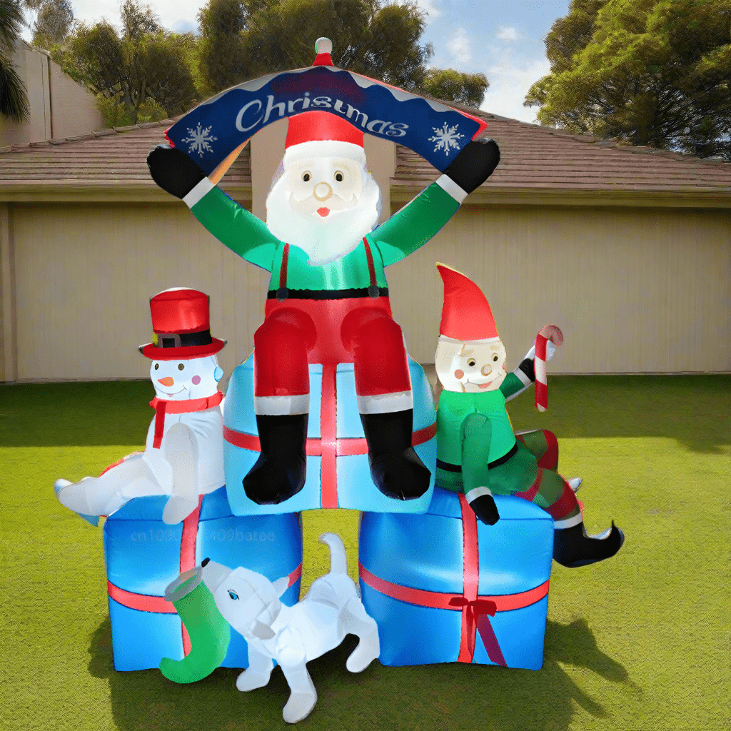 Santa, Elf, Snowman with Presents Inflatable - 210cm