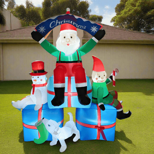 Santa, Elf, Snowman with Presents Inflatable - 210cm