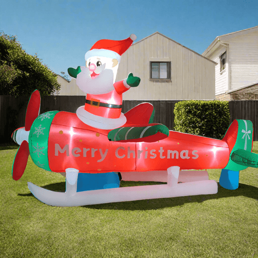 Santa Flying a Christmas Aeroplane Inflatable - 270cm