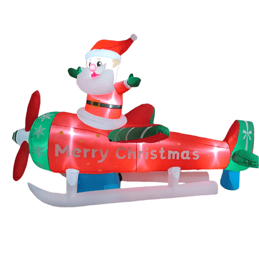 Santa Flying a Christmas Aeroplane Inflatable - 270cm