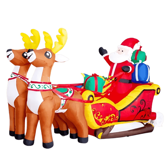 Santa in Sleigh with Reindeer Inflatable - 210cm