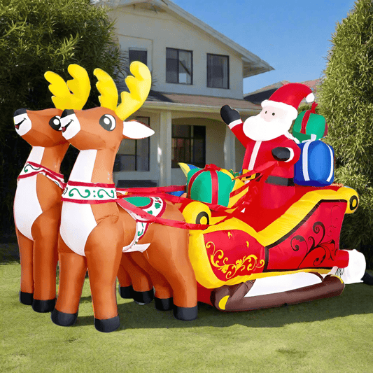 Santa in Sleigh with Reindeer Inflatable - 210cm