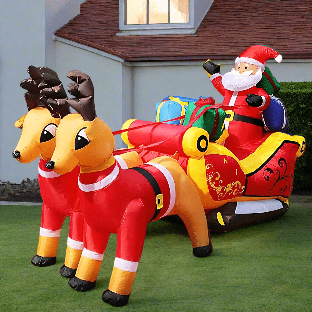 Santa in Sleigh with Reindeers and Gifts Inflatable - 215cm