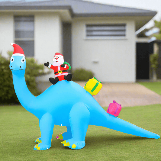 Santa Rides Dinosaur with Presents Inflatable - 310cm