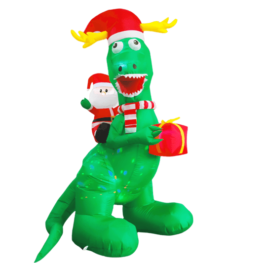 Santa Riding Dinosaur with Gift Inflatable - 240cm