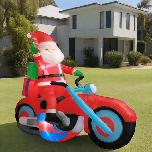 Santa riding Motorbike with Presents Inflatable - 180cm