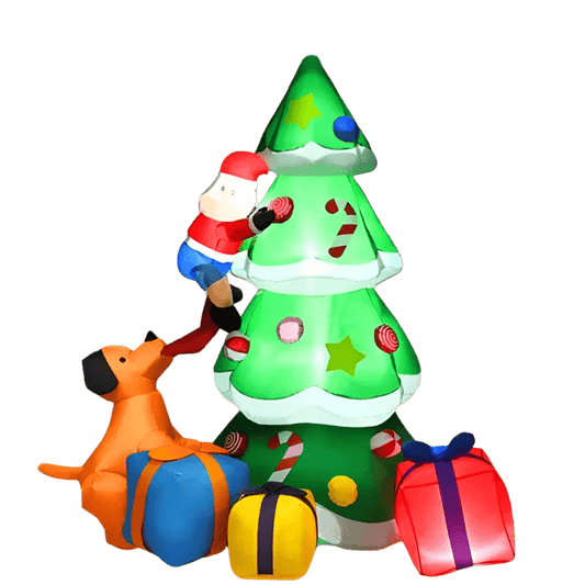 Santa 's Underpants and Dog with Tree Inflatable - 210cm