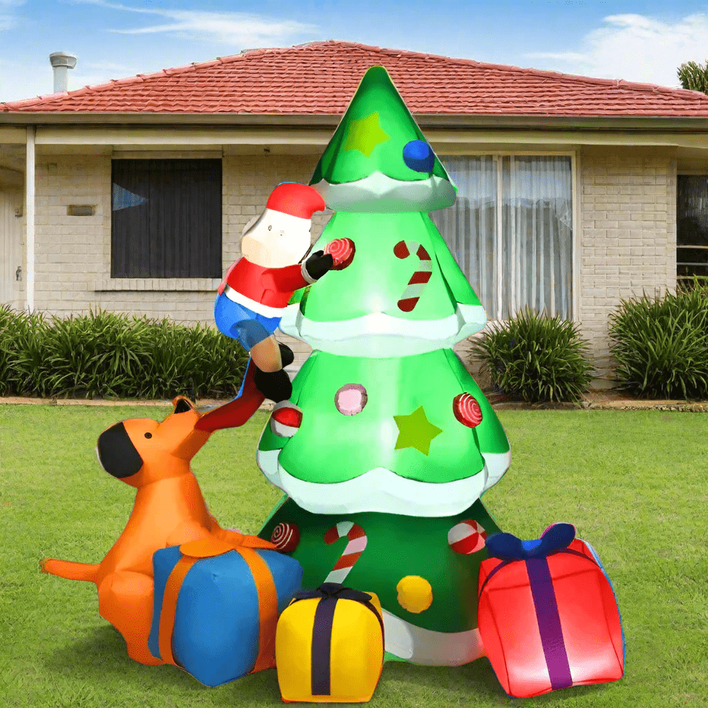 Santa 's Underpants and Dog with Tree Inflatable - 210cm