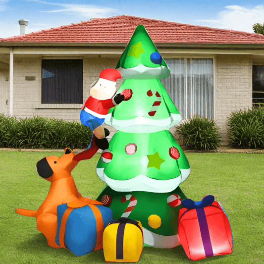 Santa 's Underpants and Dog with Tree Inflatable - 210cm