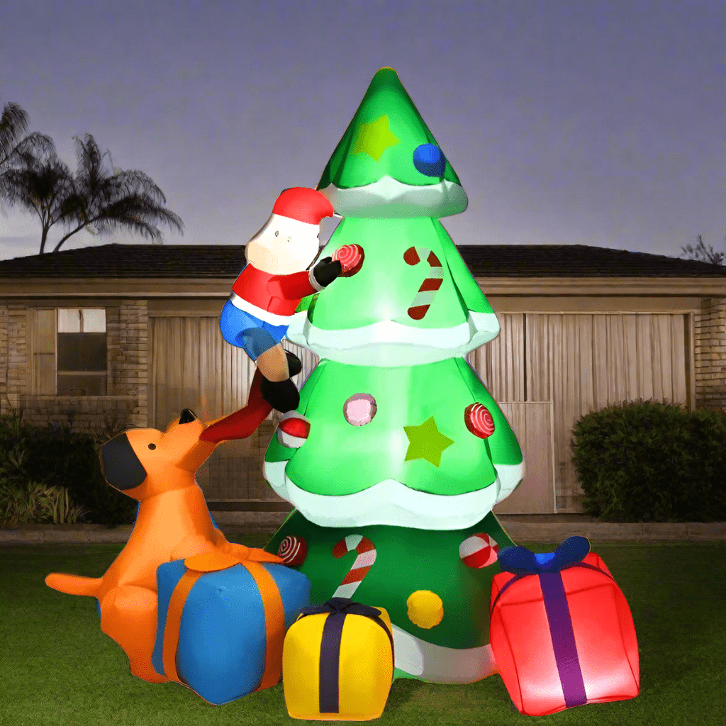 Santa 's Underpants and Dog with Tree Inflatable - 210cm