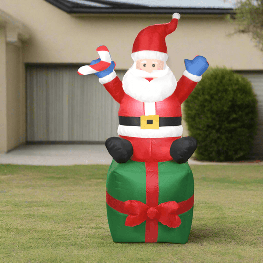 Santa Sitting on Gift Box Inflatable - 180cm