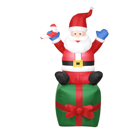 Santa Sitting on Gift Box Inflatable - 180cm