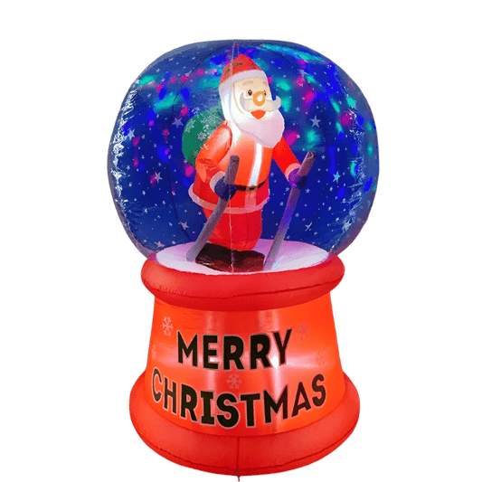 Santa Skiing in Snow Globe Inflatable - 180cm