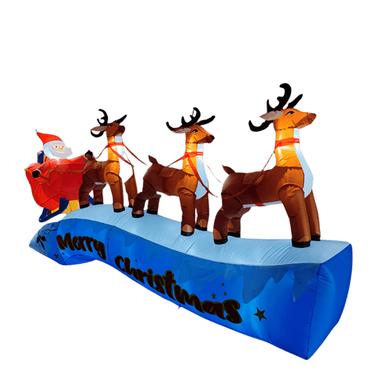 Santa Sleigh with Three Reindeer Inflatable – 360cm