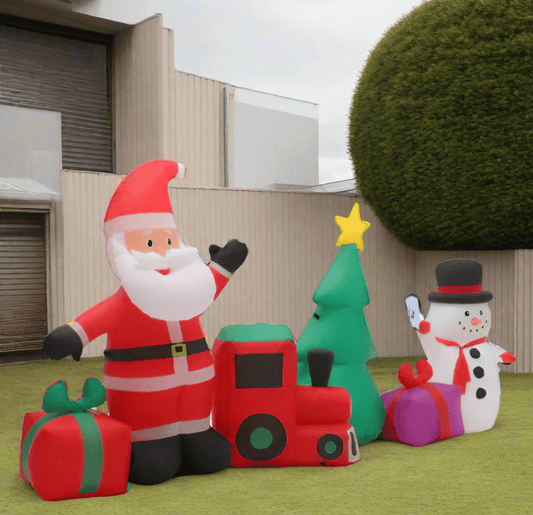Santa, Snowman, Train & Gift Scene Inflatable - 270cm