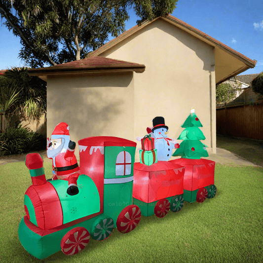 Santa Train with Tree and Snowman Inflatable - 310cm