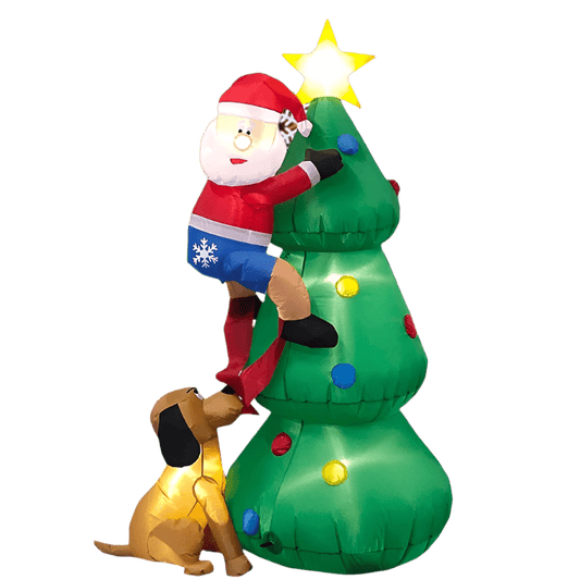 Santa with Dog and Tree Inflatable - 180cm