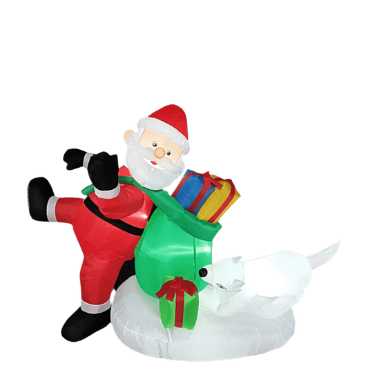 Santa with Gifts and Naughty Dog Inflatable - 210cm