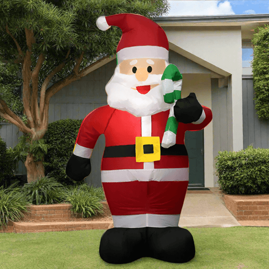Santa with Little Candy Cane Inflatable - 120cm