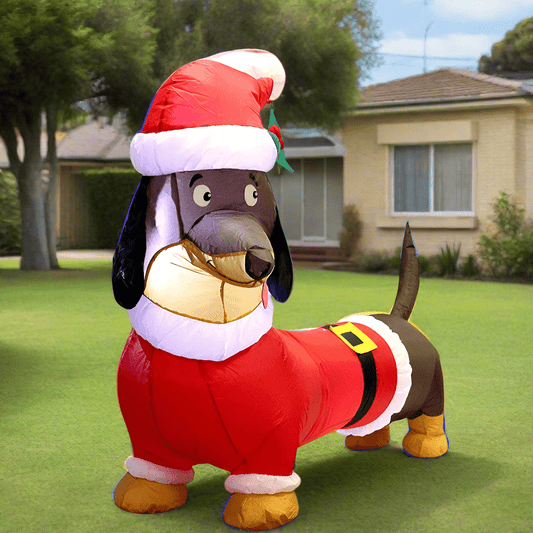 Santas Dachshund Festive Helper Inflatable - 150cm