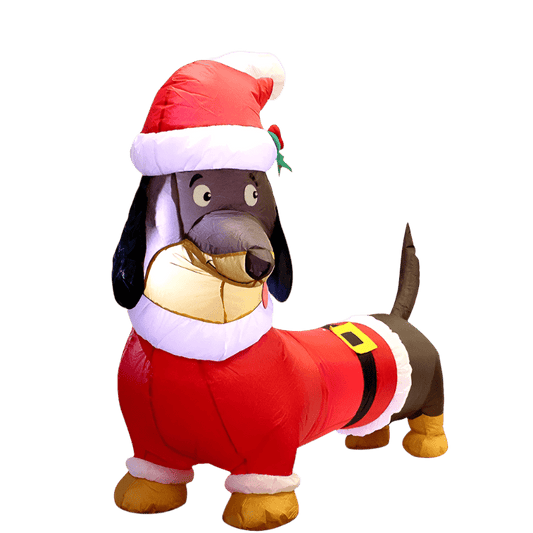Santas Dachshund Festive Helper Inflatable - 150cm