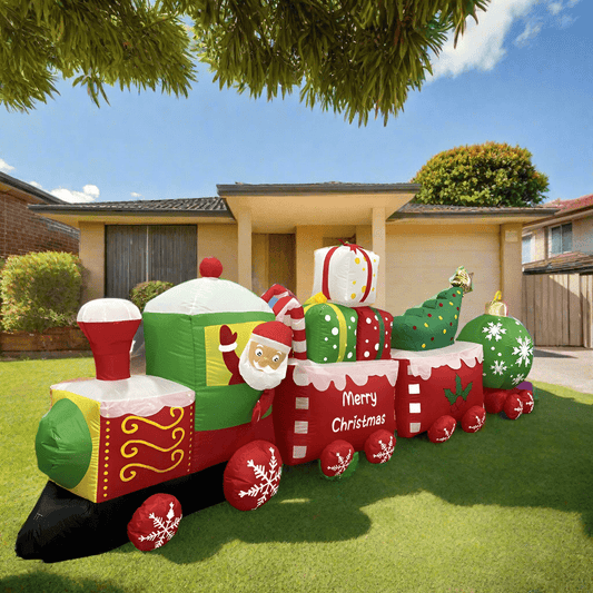 Santa's delivery in a Christmas Train Inflatable - 360cm